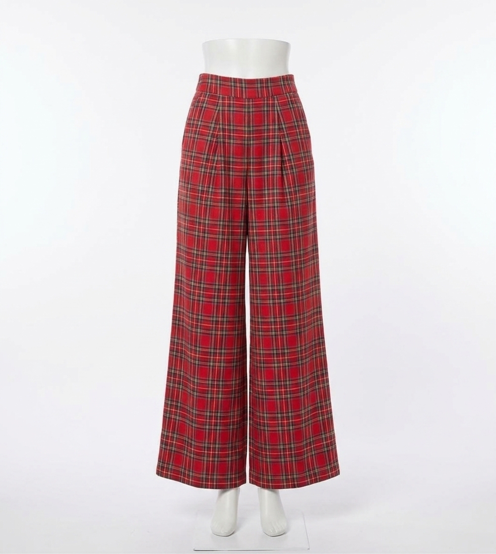 NEW JODIFL check wide leg pant in red